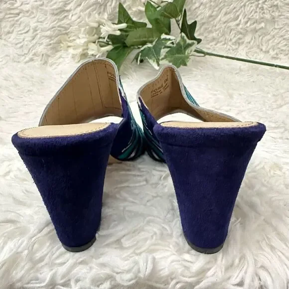 BOTKIER Womens Posie Suede Metallic Slip On Heeled Mules‎ in Ultramarine size 6 - Picture 6 of 10